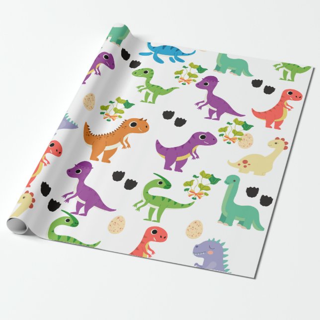 Dinosaurier Niedlich Wrapping Paper Geschenkpapier (Ungerollt)