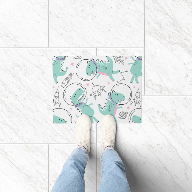 Dinosaurier, Niedliche Dinosaurier, Raumschiff, St Fußmatte (Indoor)