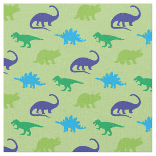 Dinosaurier Niedliche Silhouetten Blau und Grün Ki Stoff