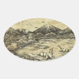 Dinosaurier Ovaler Aufkleber