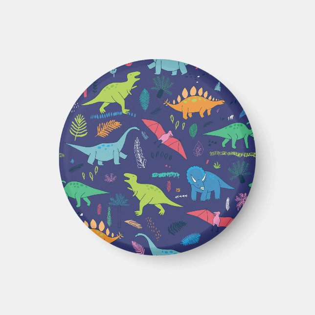 Dinosaurier Palms tropisches Vintages Muster Magnet (Vorne)
