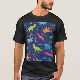 Dinosaurier Palms tropisches Vintages Muster T-Shirt
