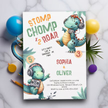 Dinosaurier Party Dance Funny Joint Sibling Geburt