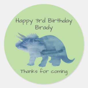 Dinosaurier Party Triceratops Green Runder Aufkleber