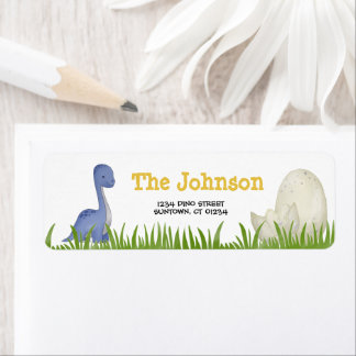 Dinosaurier Party violett gelb Aquarelladresse