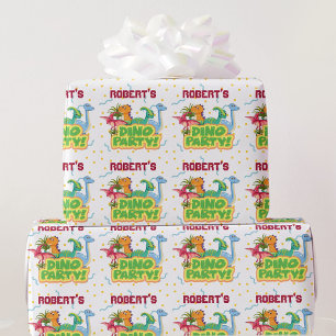 Dinosaurier Party Zeit hinzufügen Name Boy's Gebur Geschenkpapier
