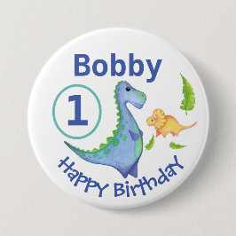 Dinosaurier personalisieren 1. Geburtstag Kleiner  Button