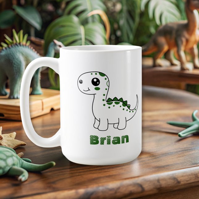 Dinosaurier Personalisiert Name Funny niedlich Kaffeetasse (Von Creator hochgeladen)