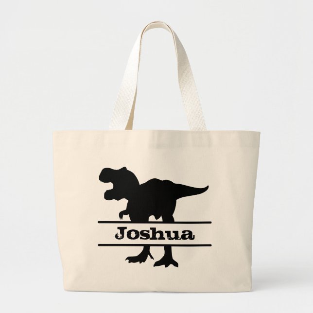 Dinosaurier Personalisiert Name Tote Bag Jumbo Stoffbeutel (Vorne)