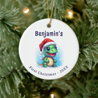 Dinosaurier Personalisierter Name Erster Weihnacht Keramik Ornament