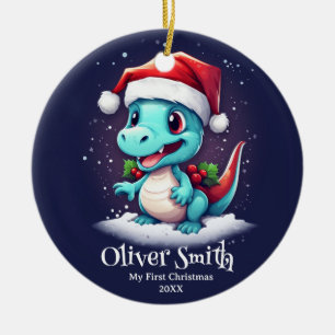Dinosaurier Personalisierter Name Erster Weihnacht Keramik Ornament
