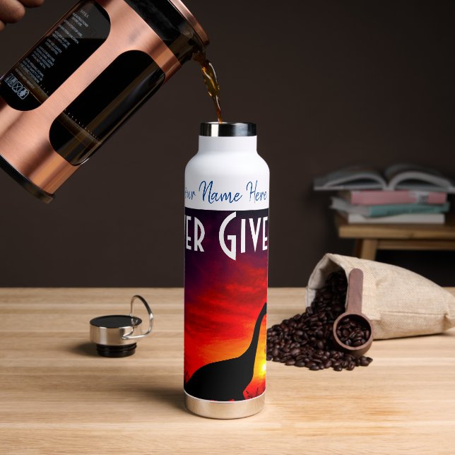 Dinosaurier - Personalisierter Name und Text Trinkflasche (Kaffee)