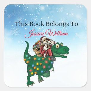 Dinosaurier, Personalisiertes Buchzeichen-Label fü Quadratischer Aufkleber