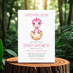 Dinosaurier Pink Aquarellhaut Bald Babydusche Einladung