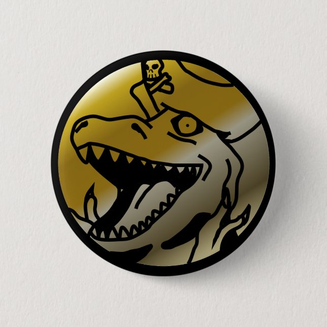 Dinosaurier-Piraten-Knopf Button (Vorderseite)