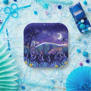 Dinosaurier Plate 7" Square Pappteller