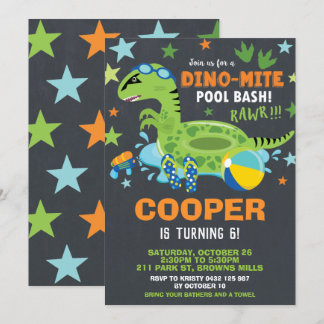 Dinosaurier-Pool-Geburtstags-Party-Schlag-Junge Einladung