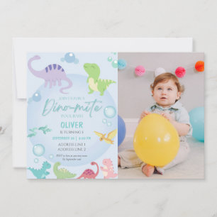 Dinosaurier Pool Party Junge Foto Geburtstag Einladung