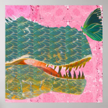 Dinosaurier Poster mit Butterfly Art Print