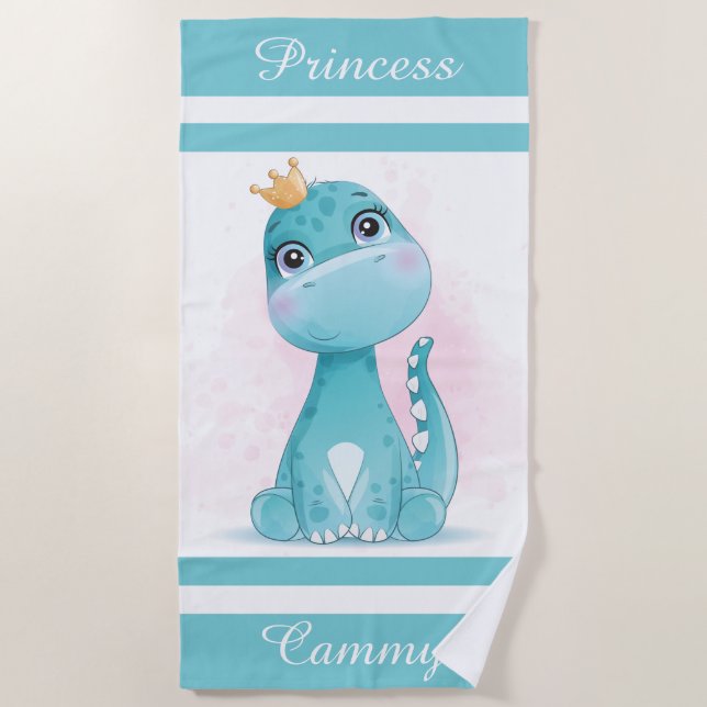 Dinosaurier Princess Beach Handtuch (Vorderseite)