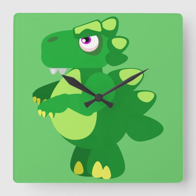 Dinosaurier Quadratische Wanduhr (Vorderseite)