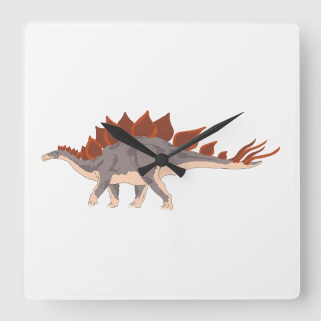 Dinosaurier Quadratische Wanduhr (Vorderseite)