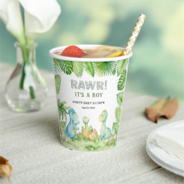 Dinosaurier Rawr Es ist eine Baby-Dusche Pappbecher