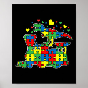 Dinosaurier Reitzug Puzzle Piece Autism Awarenes Poster