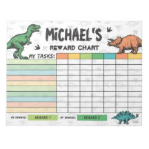 Dinosaurier-Rewards-Chart Personalisiert Name & Au