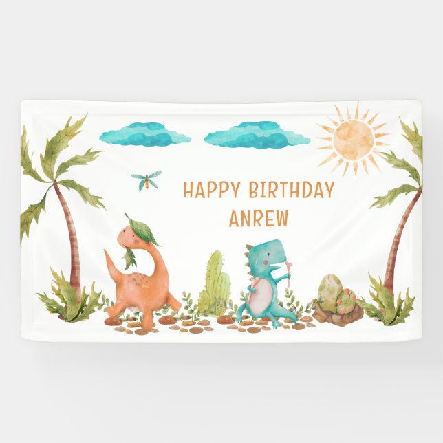 Dinosaurier Rex Geburtstag Sign Kids Banner (Horizontal)