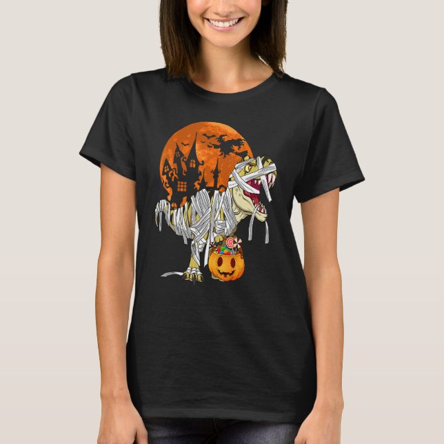 Dinosaurier Rex Mummy Pumpkin Halloween Kostüm für T-Shirt (Vorderseite)