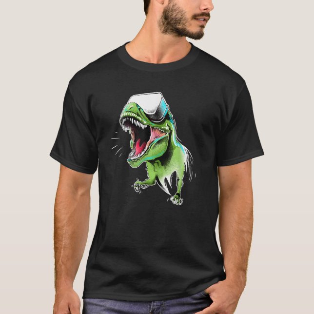 Dinosaurier Rex Virtual Reality Adventure Game Gif T-Shirt (Vorderseite)