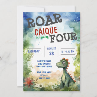 Dinosaurier Roar macht vier Jungs 4. Geburtstag Einladung