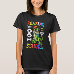 Dinosaurier Roaring 100 Tage der Schule glücklich T-Shirt