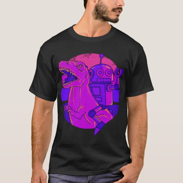 Dinosaurier Robot Vintag T Rex T-Shirt (Vorderseite)