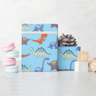 Dinosaurier Rock on Blue Wrapping Paper Geschenkpapier
