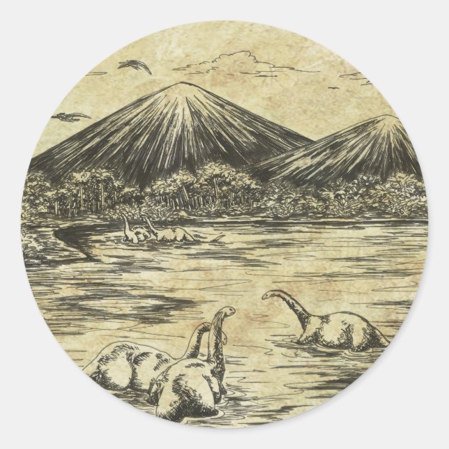 Dinosaurier Runder Aufkleber (Vorderseite)