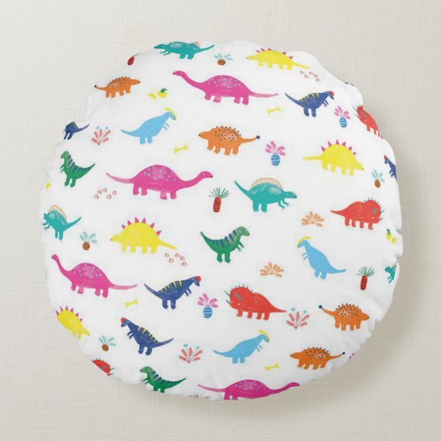 Dinosaurier Rundes Kissen (Vorderseite)