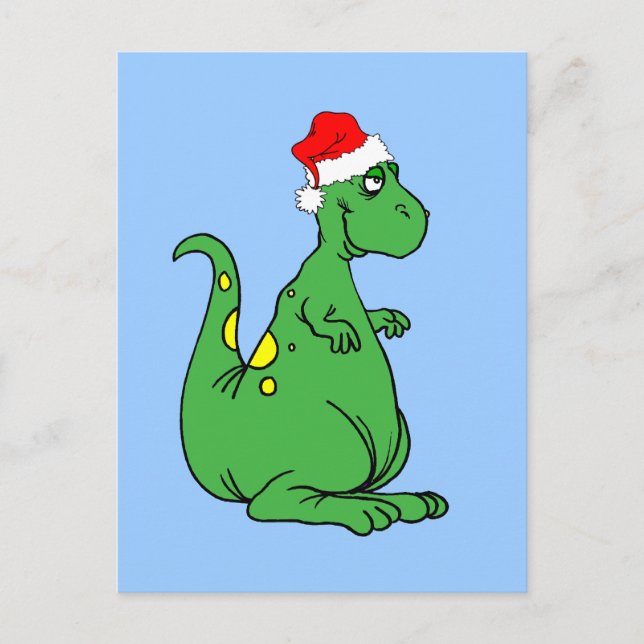 Dinosaurier Santa Feiertagspostkarte (Vorderseite)