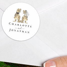 Dinosaurier Schwarz-Weiß-Hochzeit Personalisiert Runder Aufkleber