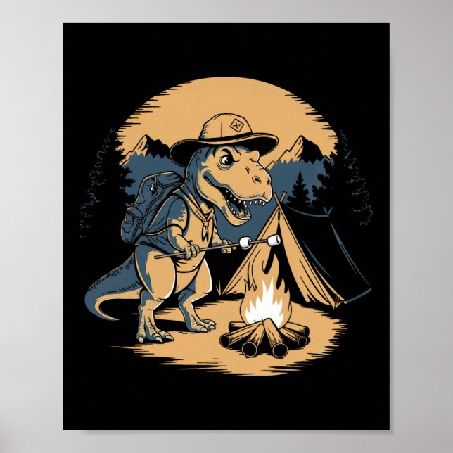 Dinosaurier Scouting Camping für Kinder Jungs Mädc Poster (Vorne)