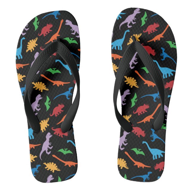 Dinosaurier, sieben Arten Silhouette Muster Flip Flops (Fußbett)