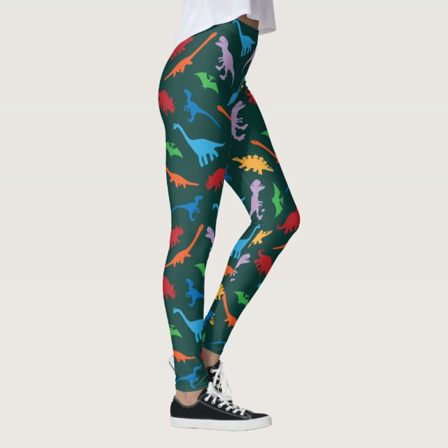 Dinosaurier, sieben Arten Silhouette Muster Leggings (Rechts)