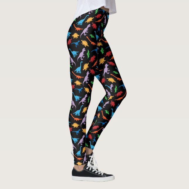 Dinosaurier, sieben Arten Silhouette Muster Leggings (Rechts)