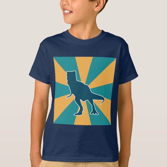 Dinosaurier Silhouette fett, Dino-Saurus-Junge T-Shirt (Vorderseite)