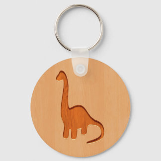Dinosaurier-Silhouette in Holzdesign Schlüsselanhänger