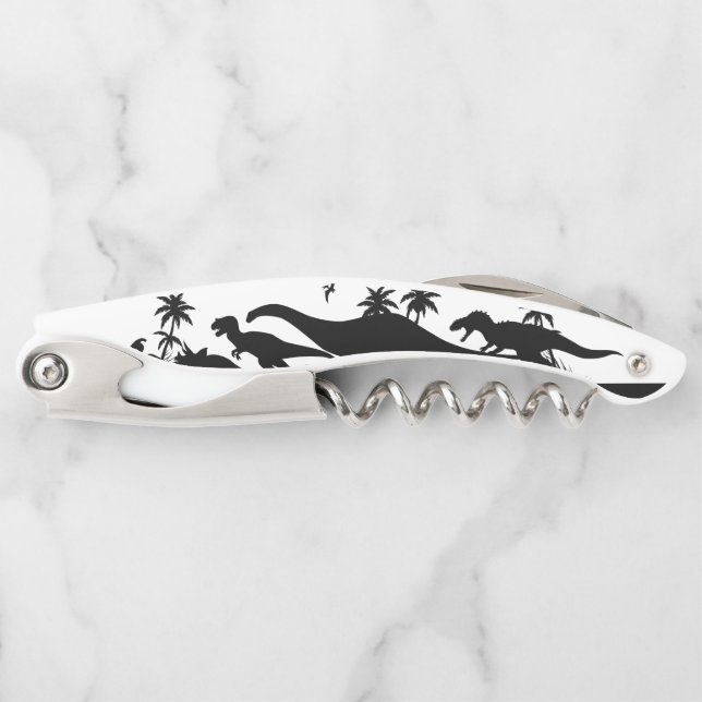 Dinosaurier-Silhouetten Kellnermesser (Vorderseite)