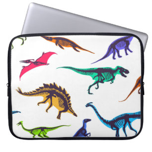 Dinosaurier-Silhouetten: Vintages Skizzenmuster. Laptopschutzhülle