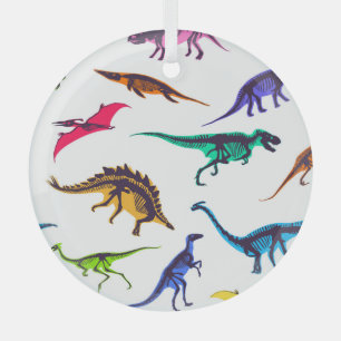 Dinosaurier-Silhouetten: Vintages Skizzenmuster. Ornament Aus Glas