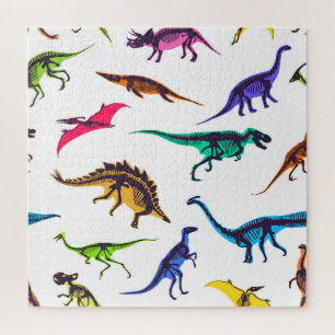 Dinosaurier-Silhouetten: Vintages Skizzenmuster. Puzzle